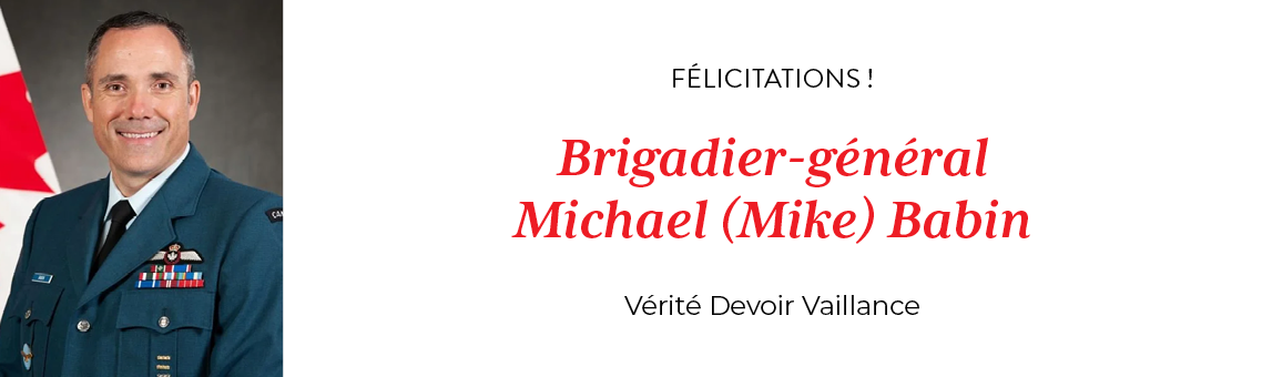 Bannière avec le portrait du commandant entrant du CMR annonçant sa nomination