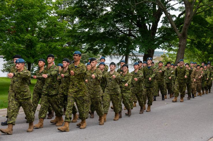 First-Year cadets marching on Valour Dr. 